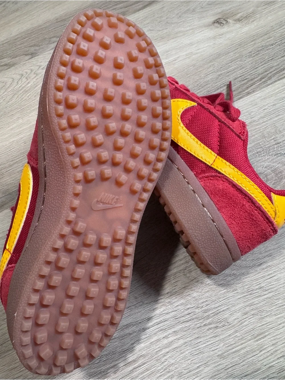 Nike kids Red/Maroon & Yellow Low-Top Sneakers 1Y